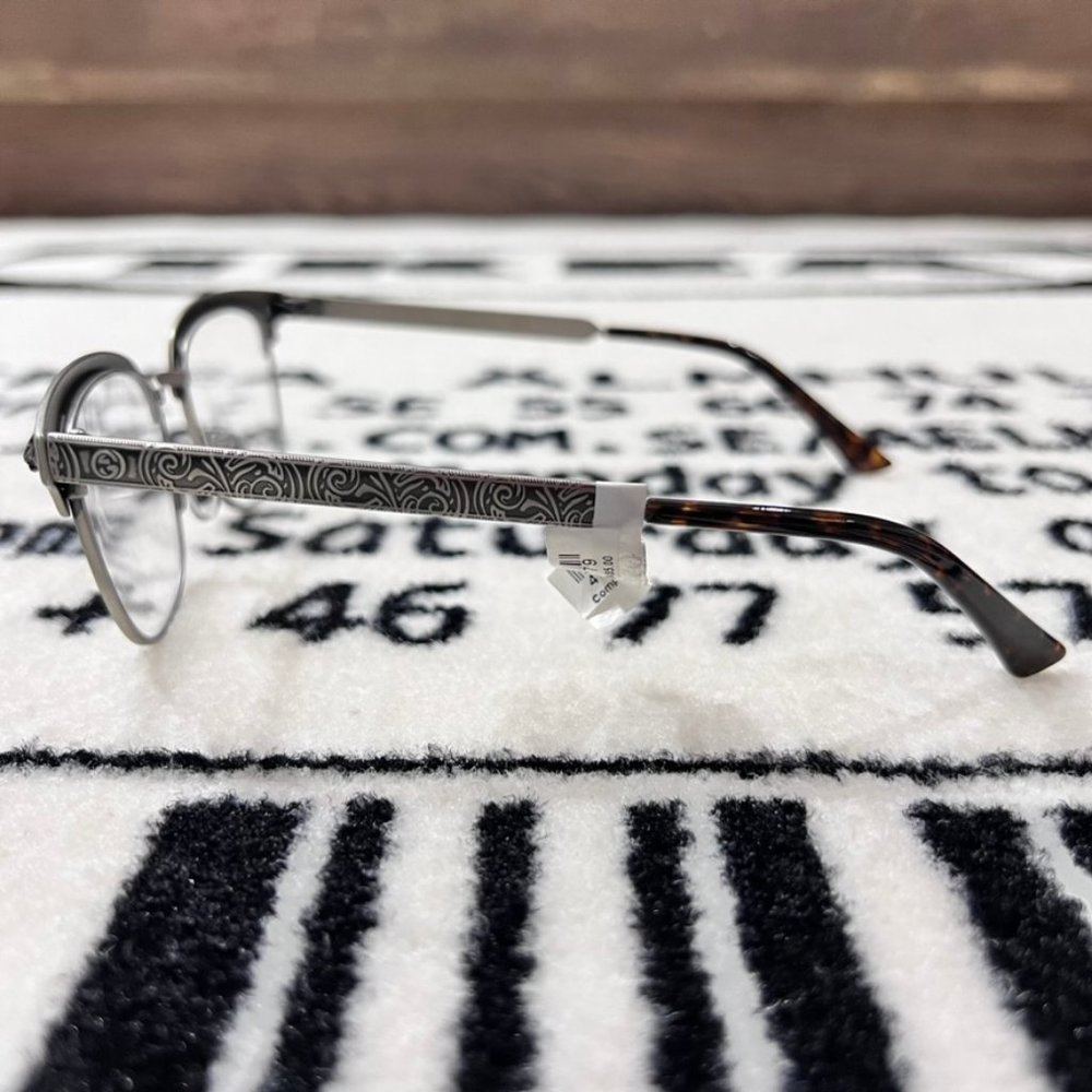 Gucci Silver 3D Tiger Head Logo Engraved Metal Frame Eyeglasses - Picture 4 of 12